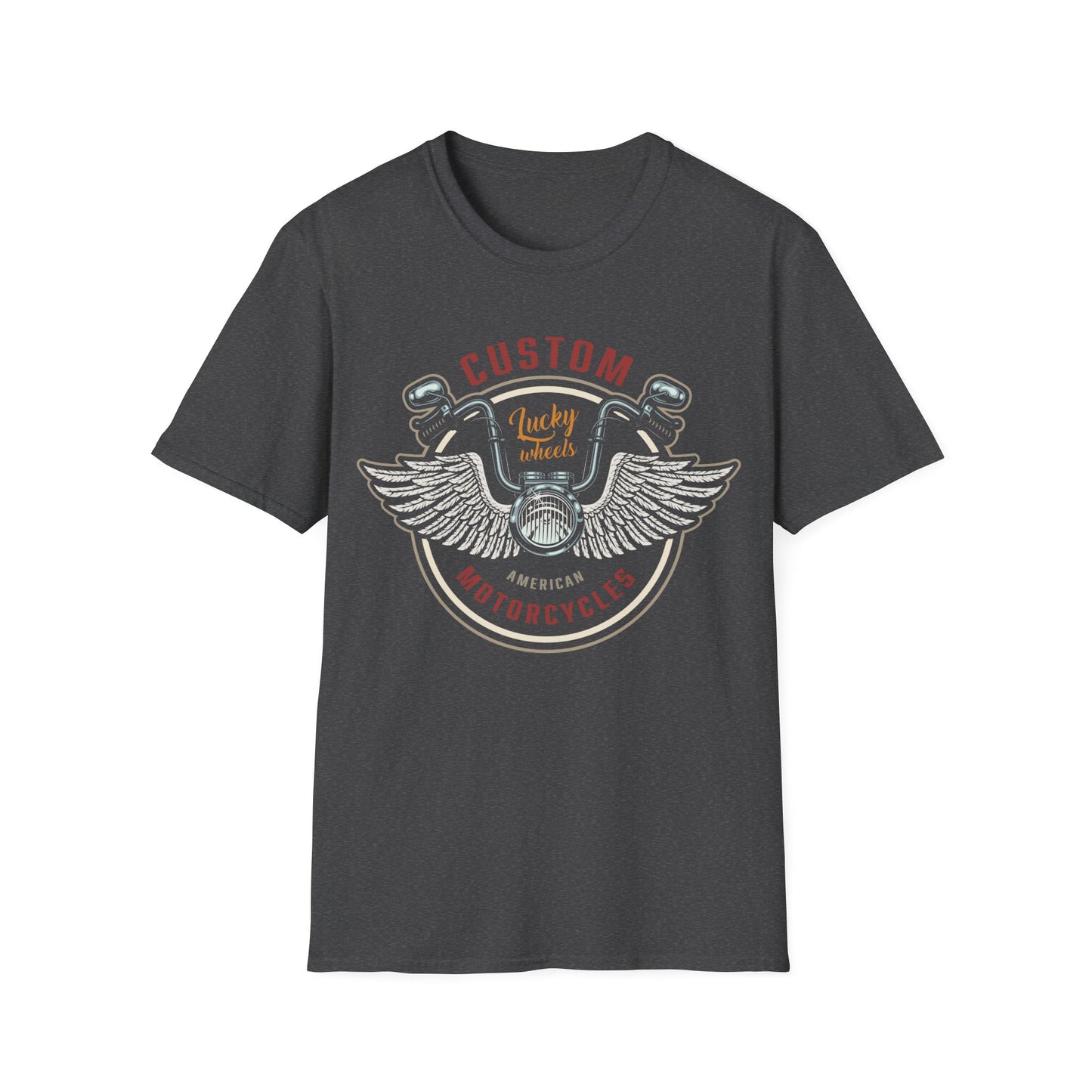 Biker T Shirt Ring Spun Cotton Custom Lucky Wheels