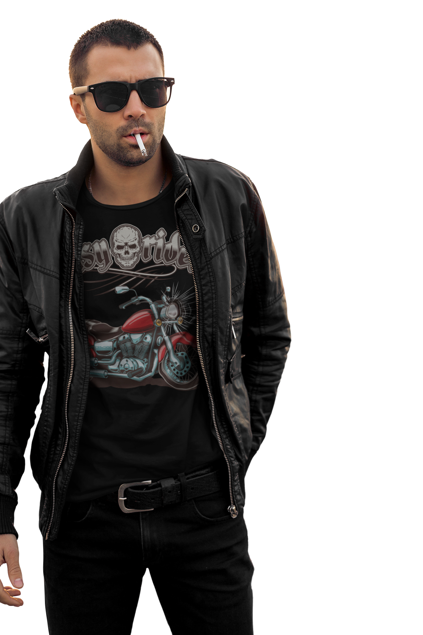 Biker T Shirt Ring Spun Cotton Easy Rider