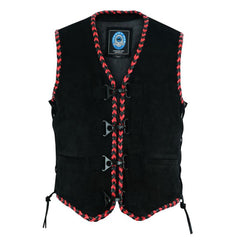 Johnny Reb "Springbrook" Suede Leather Vest Red/Black JRV10035