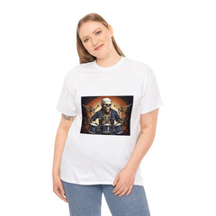 Unisex Heavy Cotton Tee With Skeleton Drummer
