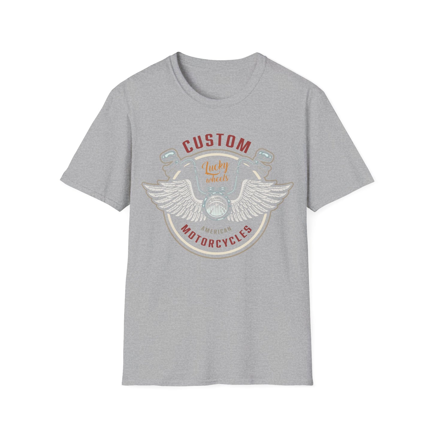 Biker T Shirt  Ring Spun Cotton Custom Lucky Wheels