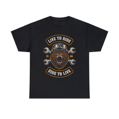 Biker T Shirt 100% Heavy Cotton Tee Live To Ride-Ride To Live Bear