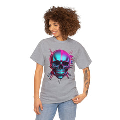 Unisex Heavy Cotton Tee with Neon Skull