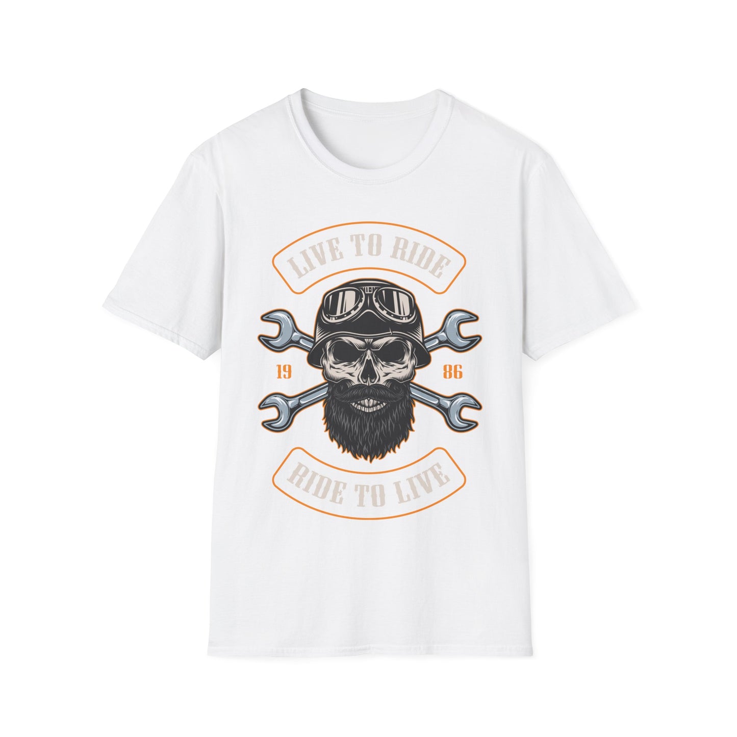 Biker T Shirt  Ring Spun Cotton Live To Ride 1986