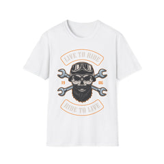 Biker T Shirt  Ring Spun Cotton Live To Ride 1986