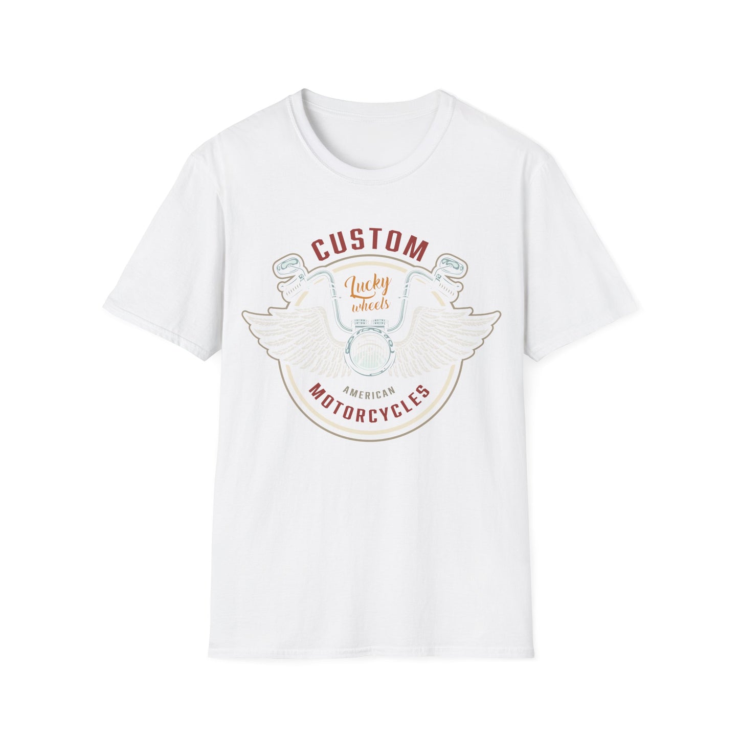 Biker T Shirt  Ring Spun Cotton Custom Lucky Wheels