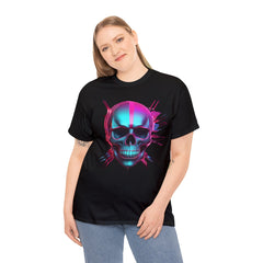 Unisex Heavy Cotton Tee with Neon Skull