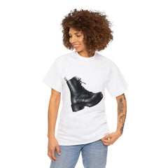 Unisex Heavy Cotton Tee with Boot Sketch Print