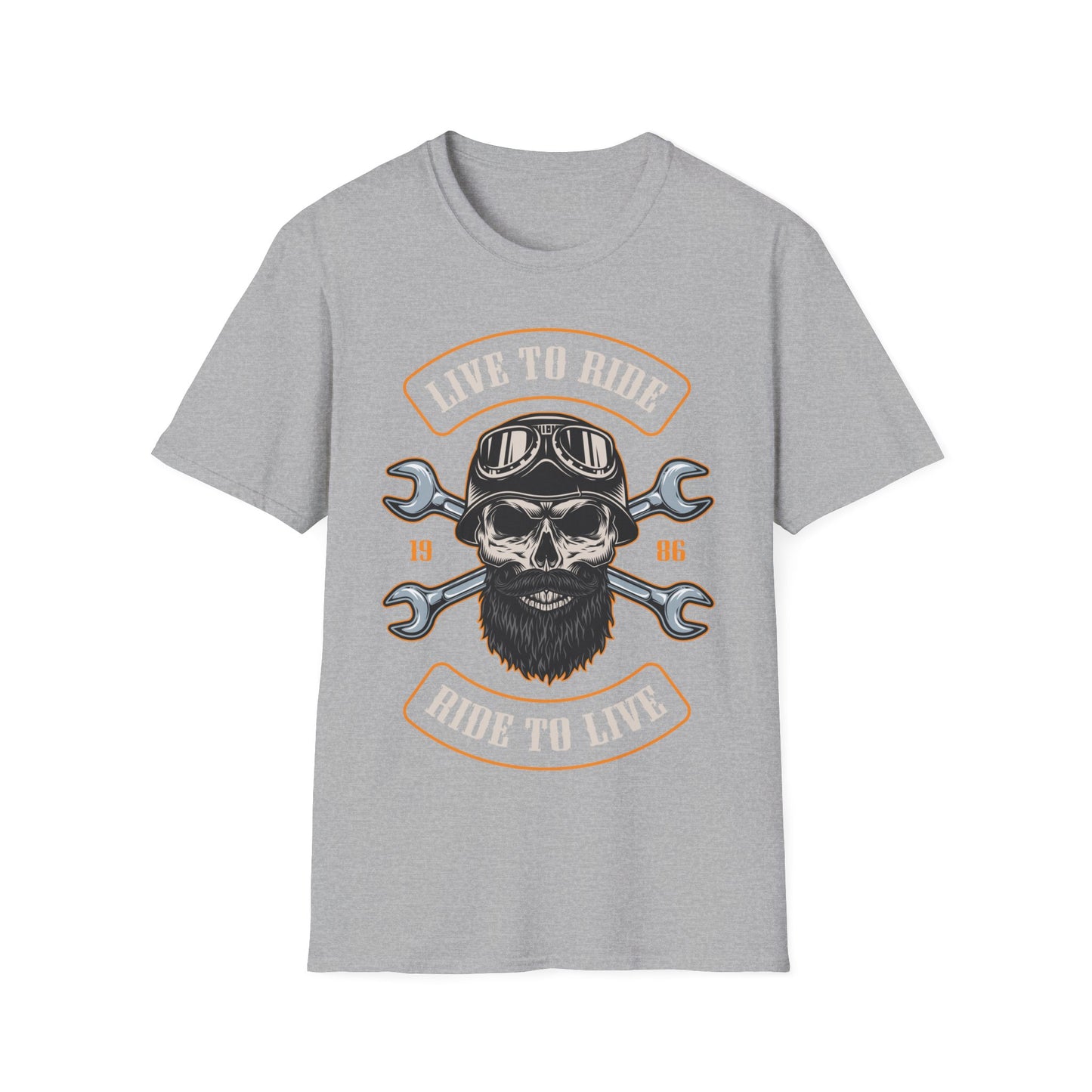 Biker T Shirt  Ring Spun Cotton Live To Ride 1986