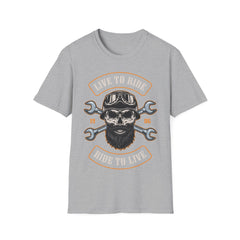 Biker T Shirt  Ring Spun Cotton Live To Ride 1986