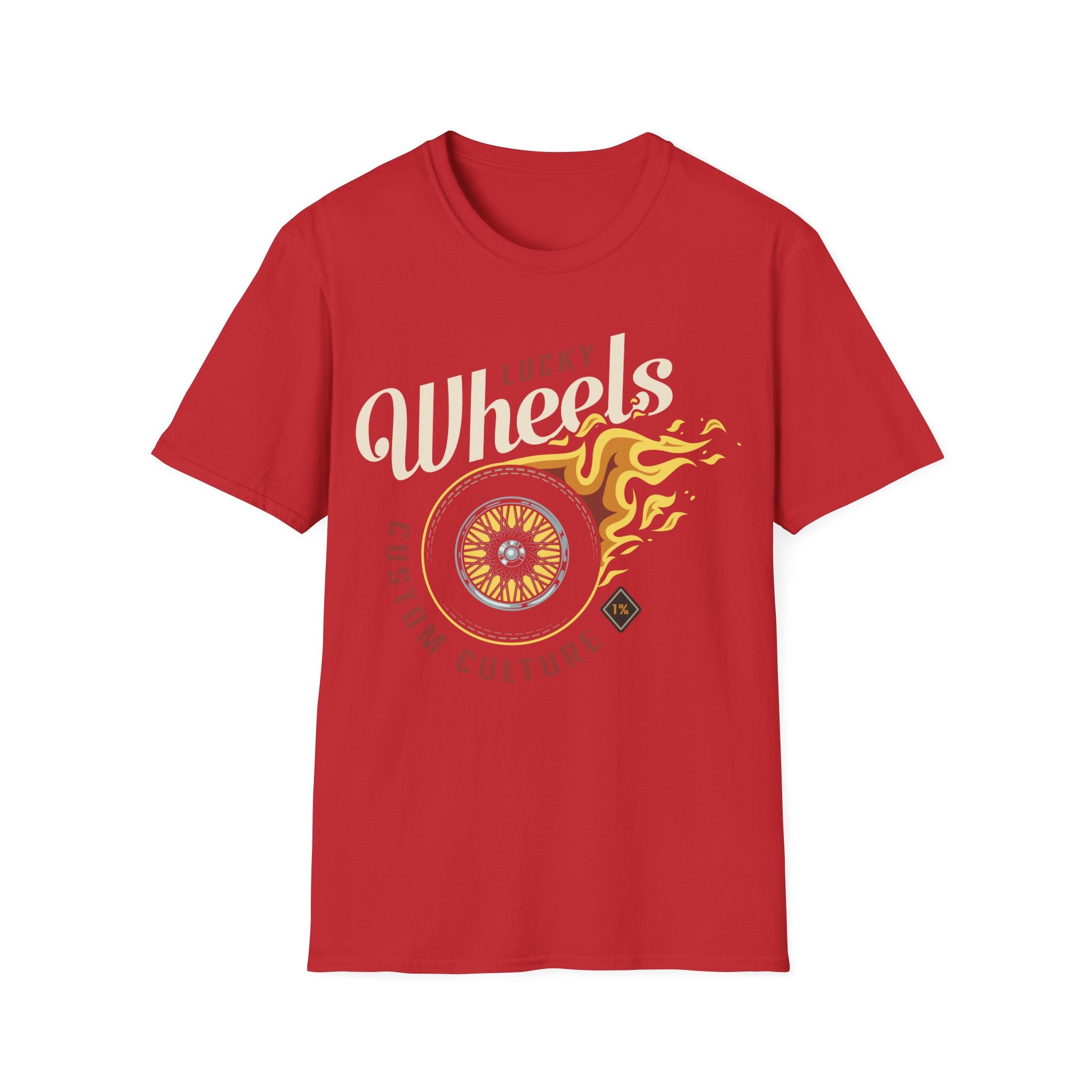 Biker T Shirt  Ring Spun Cotton Lucky Wheels Custom Culture