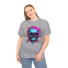 Unisex Heavy Cotton Tee with Neon Skull