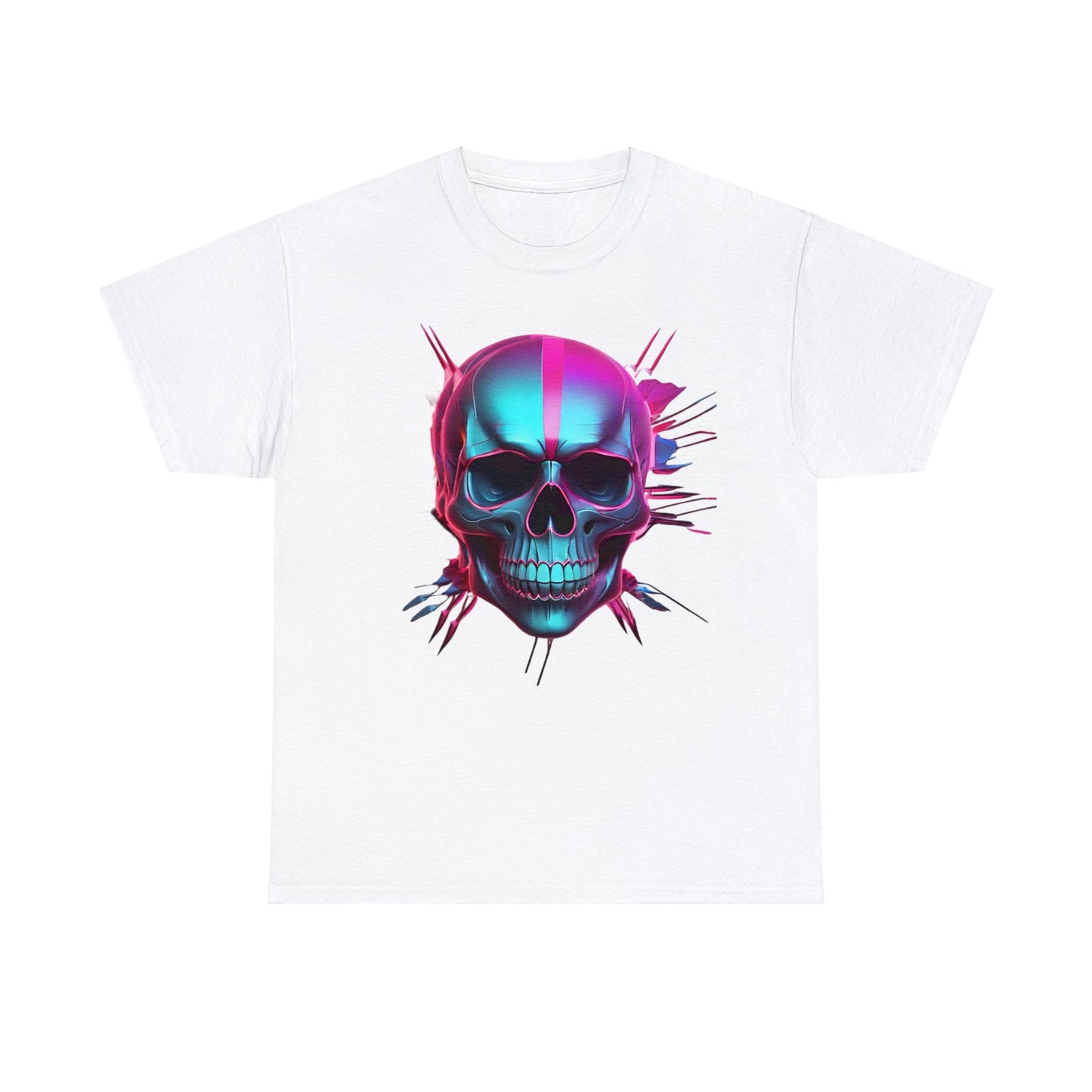 Unisex Heavy Cotton Tee with Neon Skull