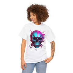Unisex Heavy Cotton Tee with Neon Skull