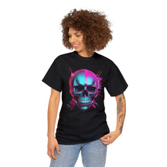 Unisex Heavy Cotton Tee with Neon Skull