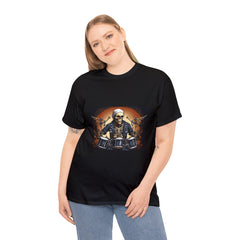 Unisex Heavy Cotton Tee With Skeleton Drummer