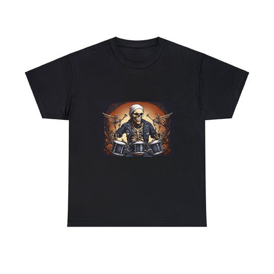 Skeleton Drummer Biker T-Shirt