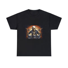 Unisex Heavy Cotton Tee With Skeleton Drummer