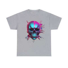 Unisex Heavy Cotton Tee with Neon Skull