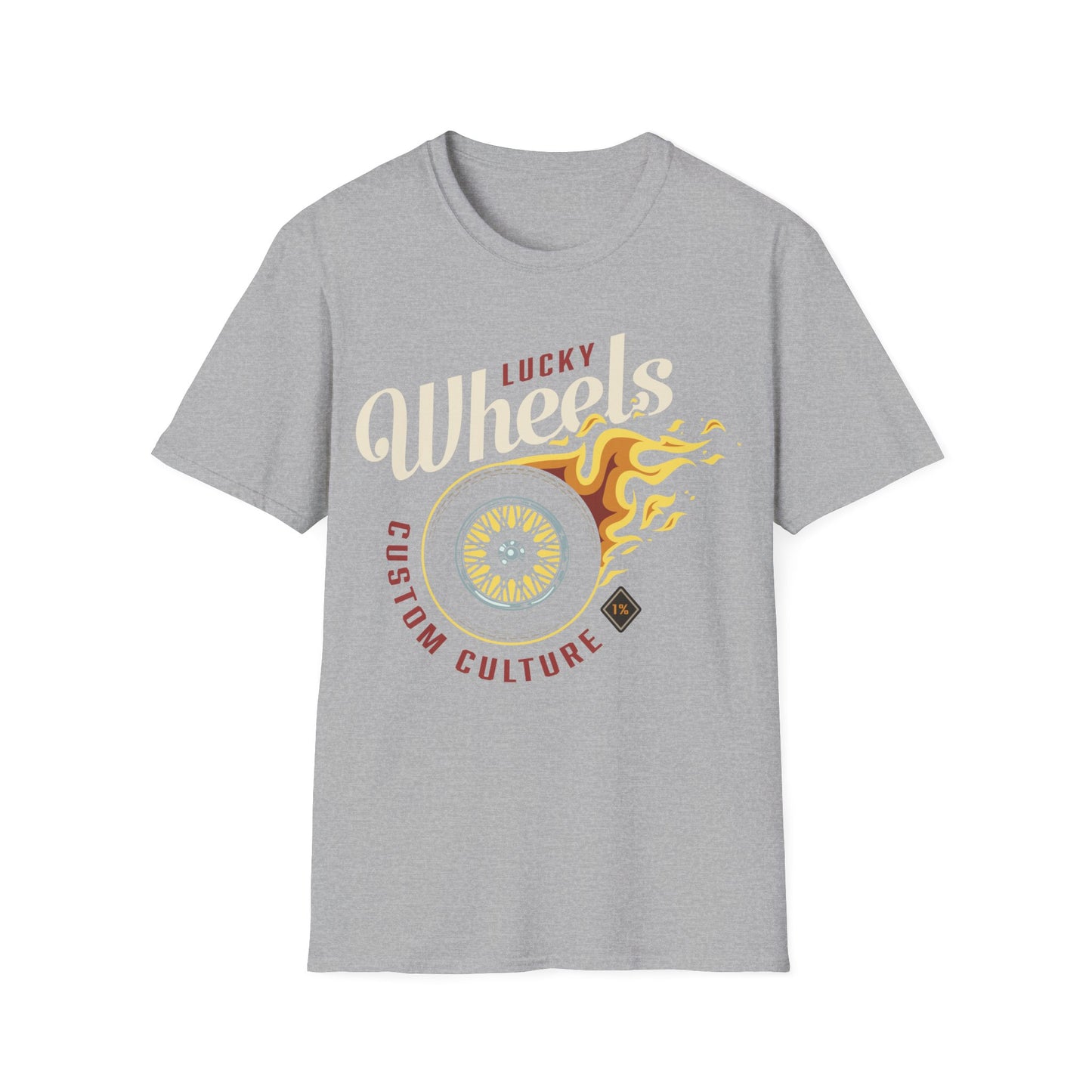 Biker T Shirt  Ring Spun Cotton Lucky Wheels Custom Culture