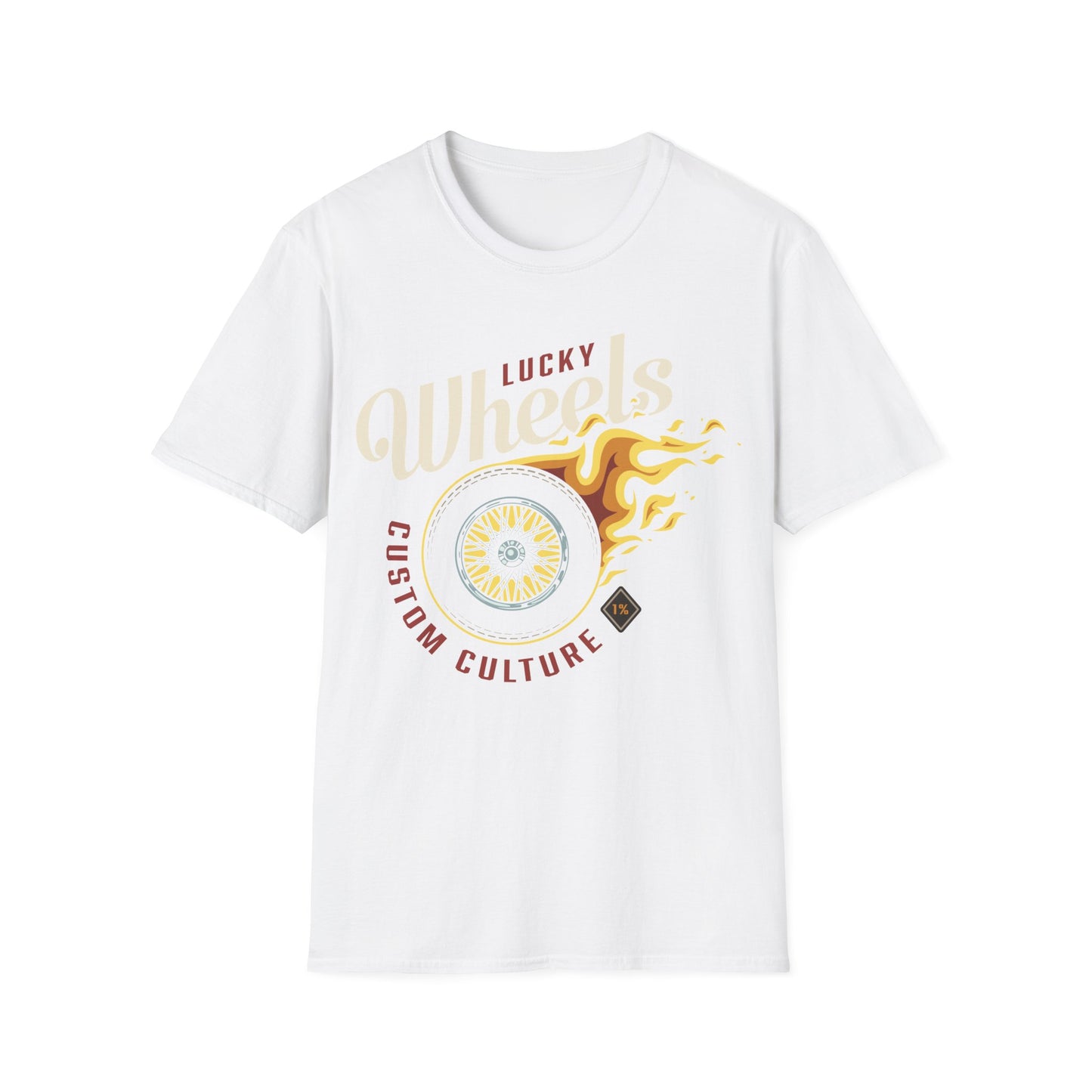 Biker T Shirt  Ring Spun Cotton Lucky Wheels Custom Culture
