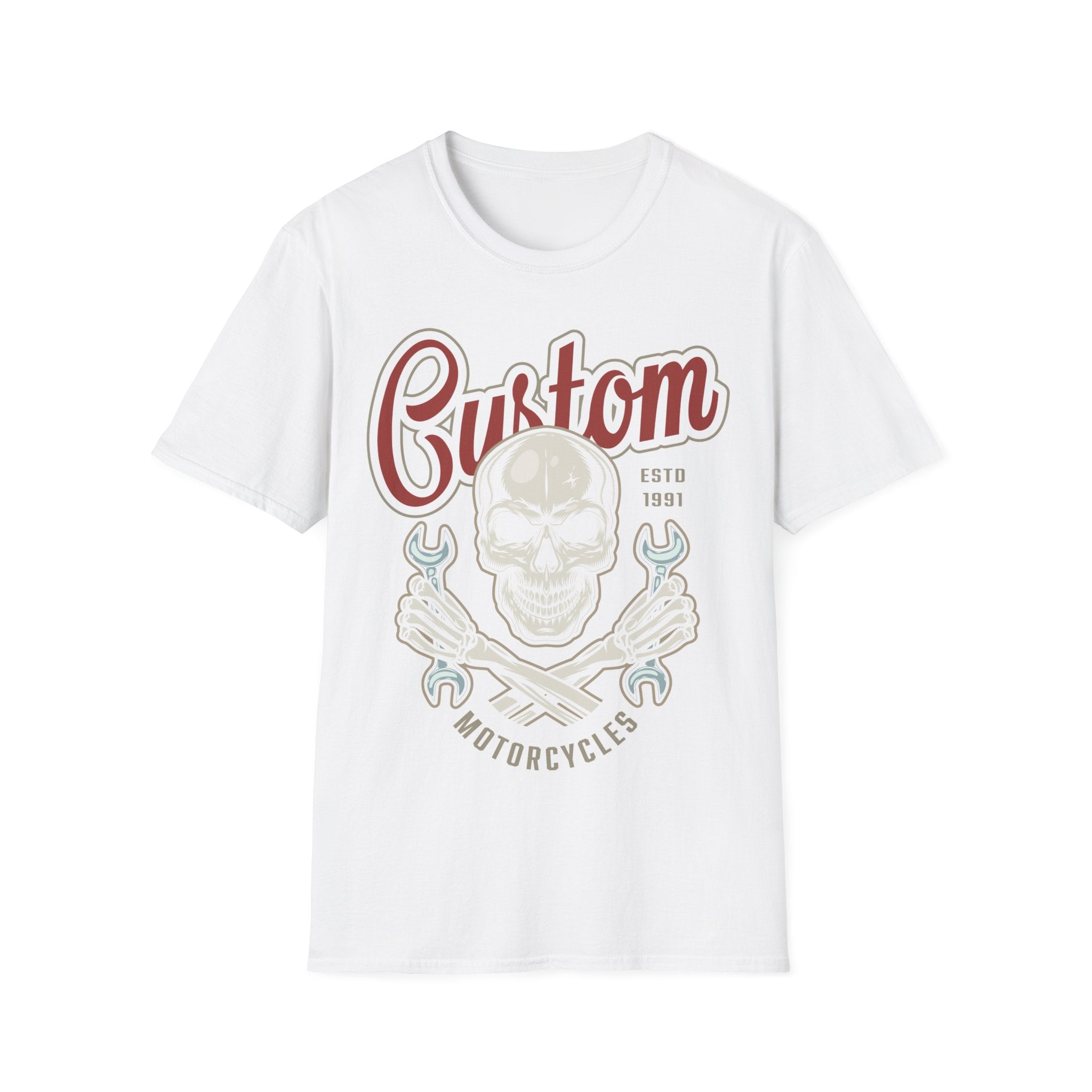 Biker T Shirt  Ring Spun Cotton Skull Custom