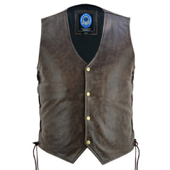 Men's Brown Leather Motorcycle Vest JRV10045
