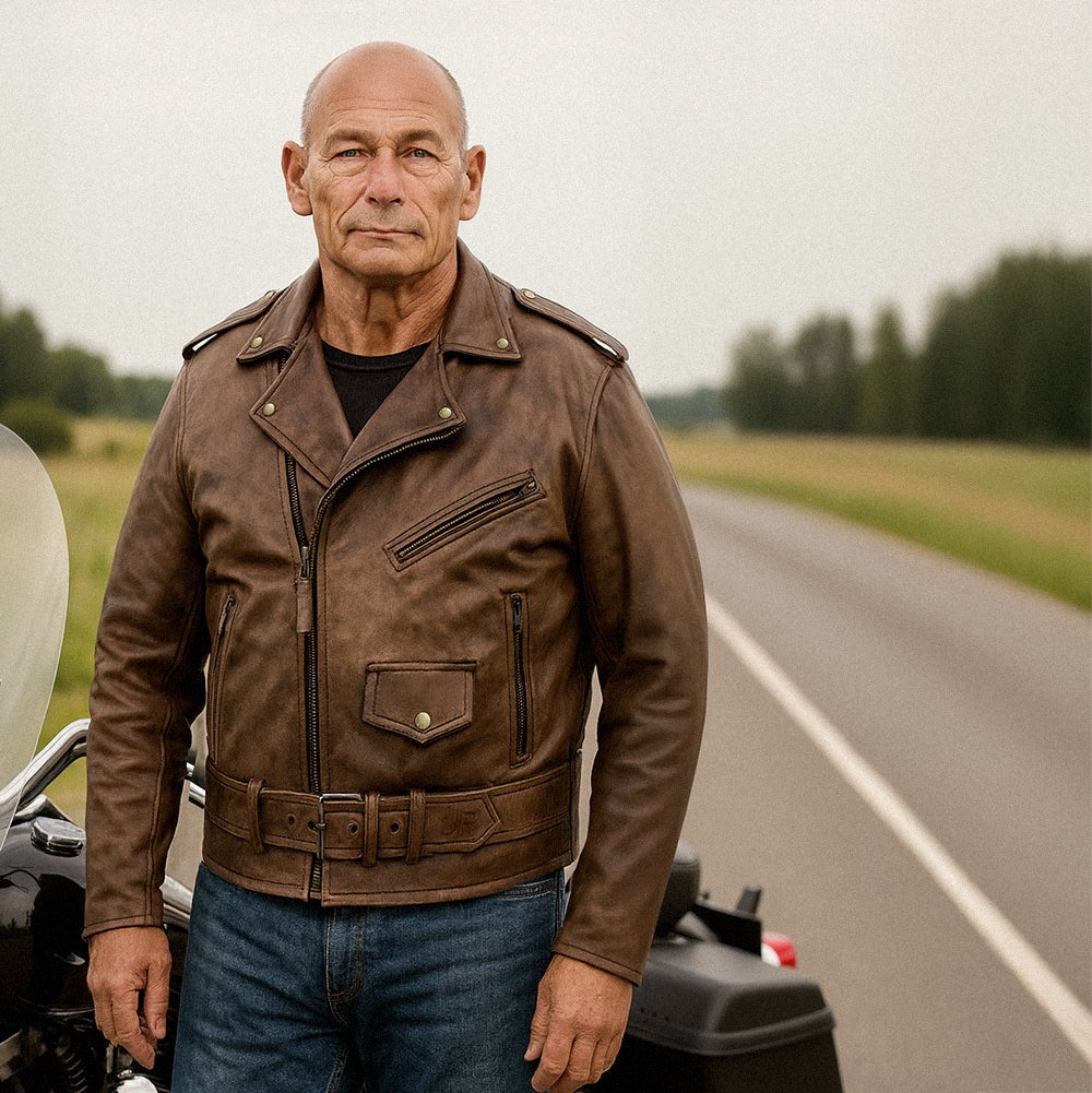 Brando Style Leather Motorcycle Jacket JRJ10039