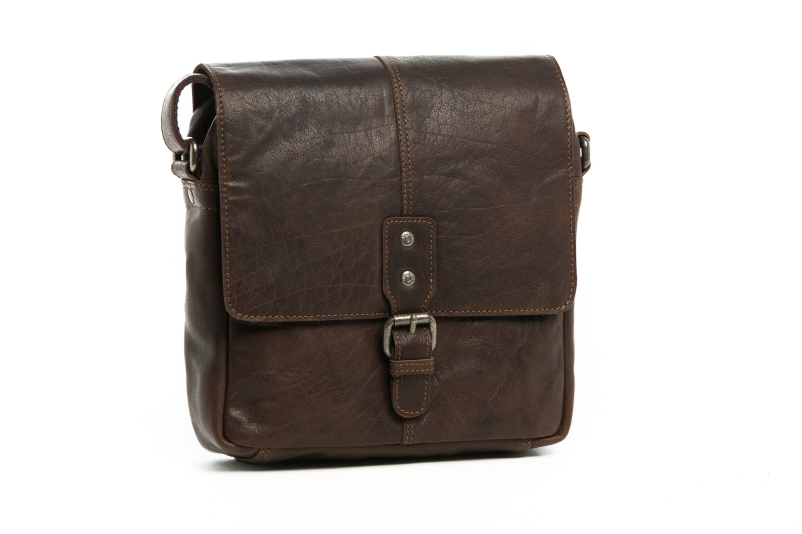 Vintage Satchel with Mini iPad Pocket and Buckle Flap