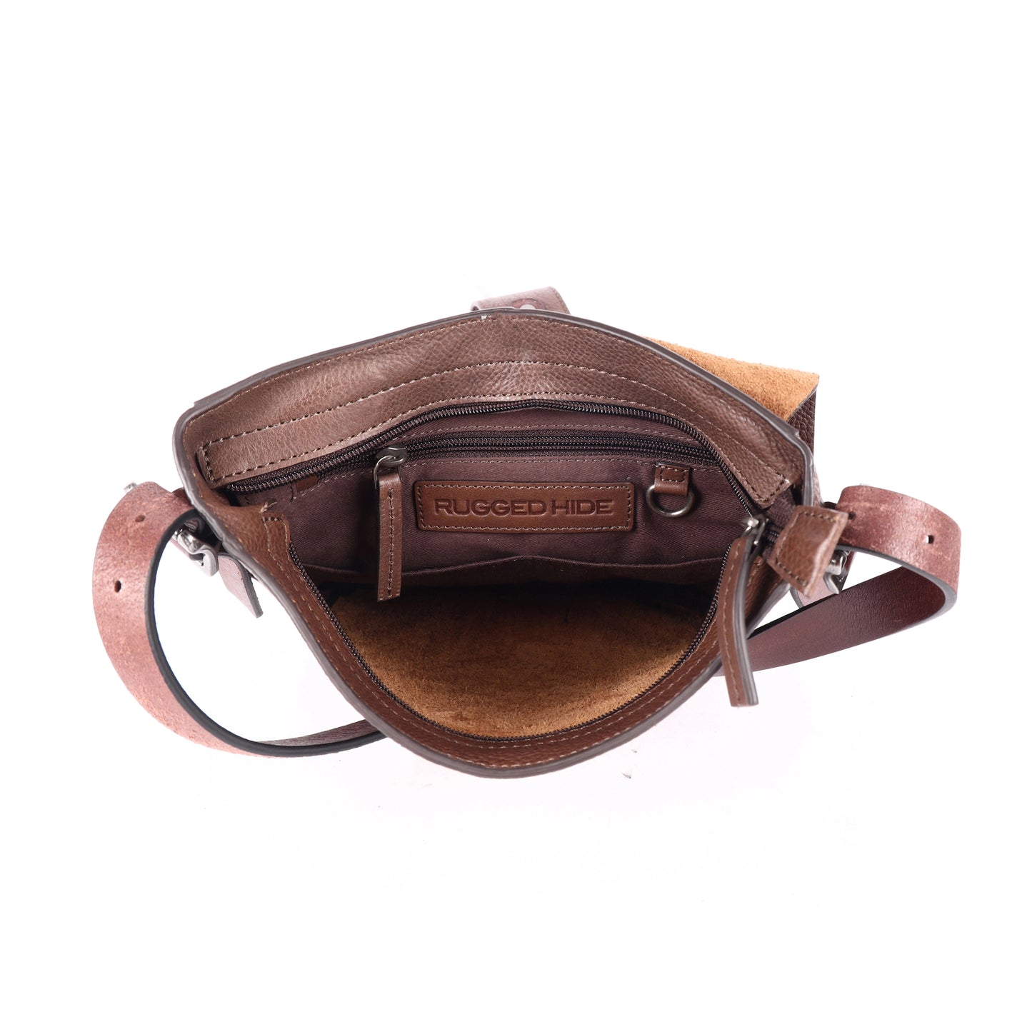 Soft Genuine Leather Crossbody Bag – Contrast Straps, Buckle Detail, Unisex Fit