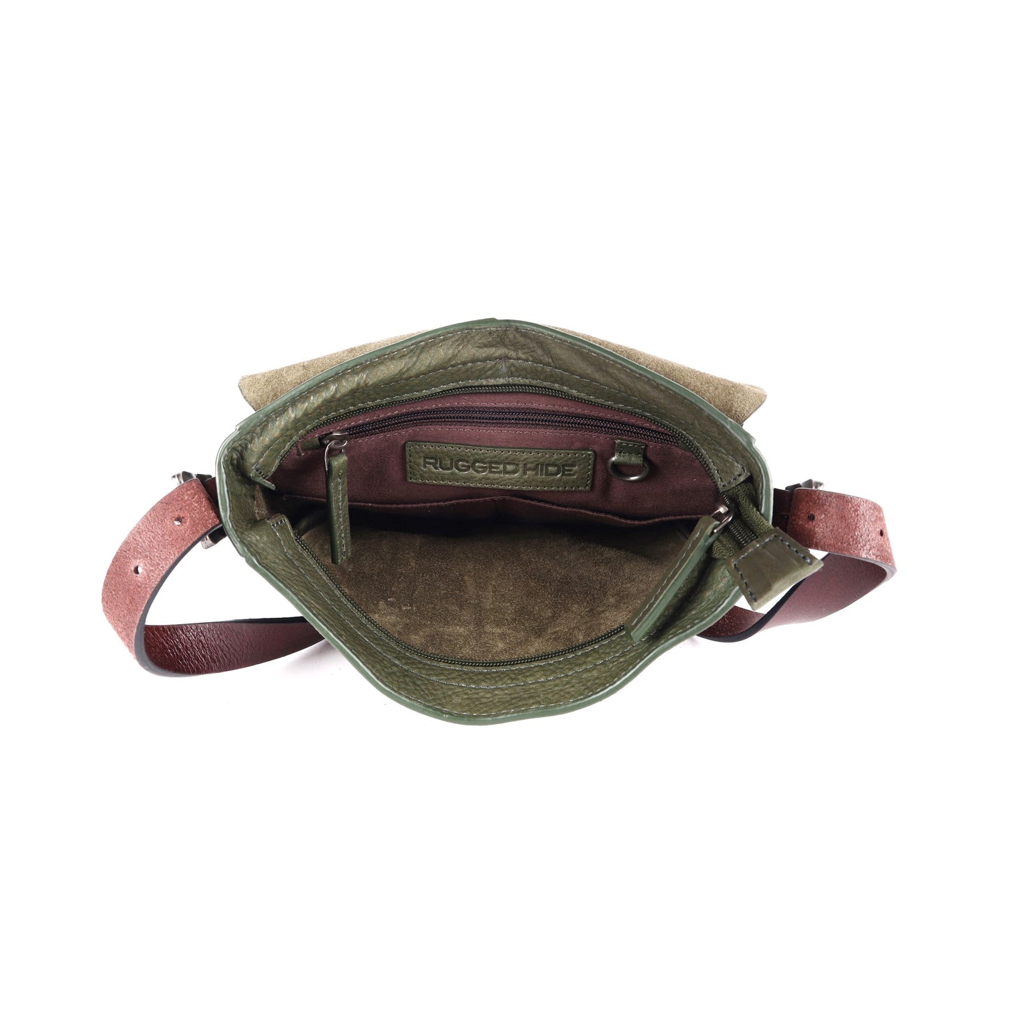 Soft Genuine Leather Crossbody Bag – Contrast Straps, Buckle Detail, Unisex Fit