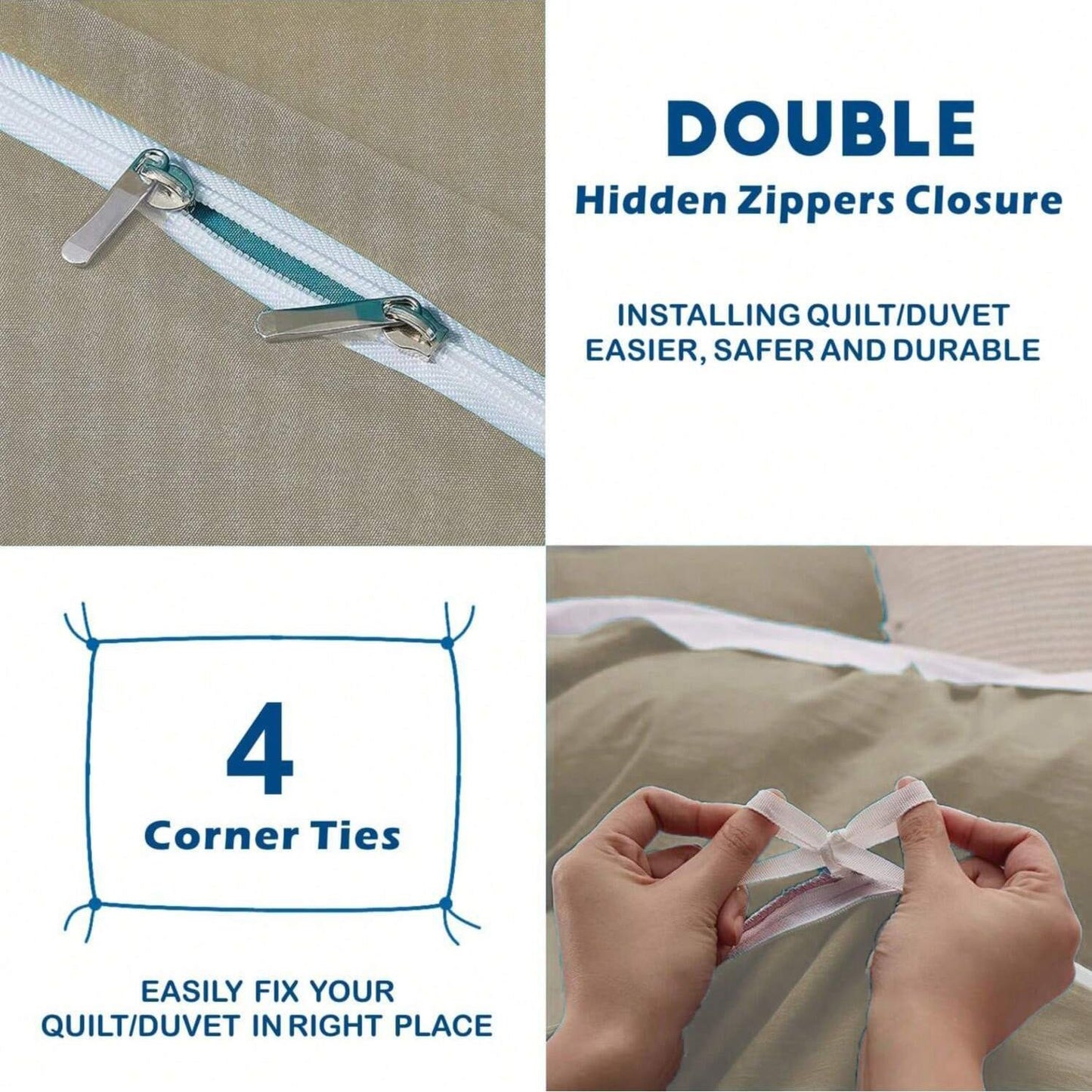 3 Piece Hotel Soft Microfiber Quilt Cover Set-2000TC Duvet/Donna Cover Set & Pillowcases -1 Quilt Cover Zipper Closure & 1 x Pillowcases-Breathable Bedding - Wrinkle, Fade, Stain Resistant(Camel Beige,King)