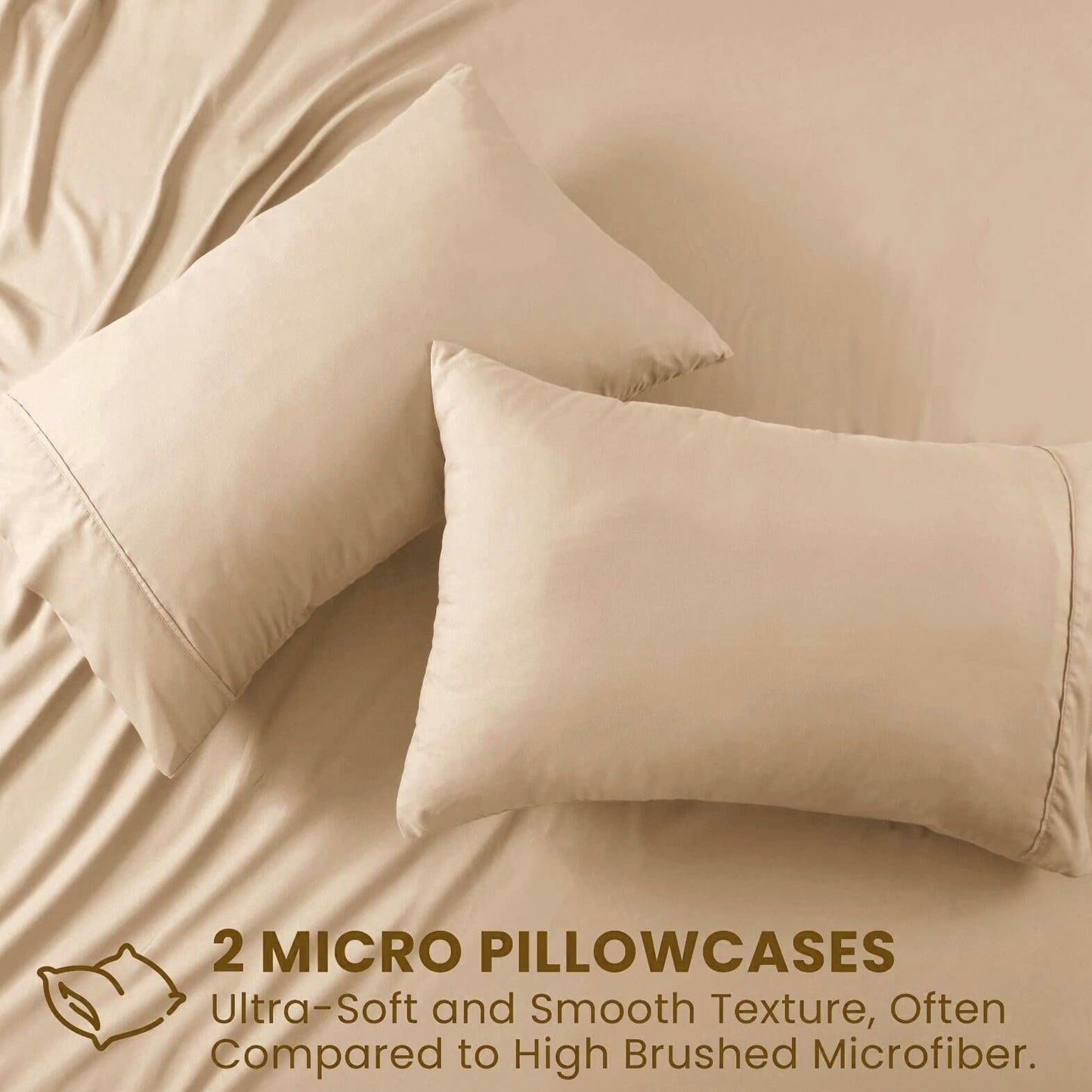 3 Piece Hotel Soft Microfiber Quilt Cover Set-2000TC Duvet/Donna Cover Set & Pillowcases -1 Quilt Cover Zipper Closure & 1 x Pillowcases-Breathable Bedding - Wrinkle, Fade, Stain Resistant(Camel Beige,King)