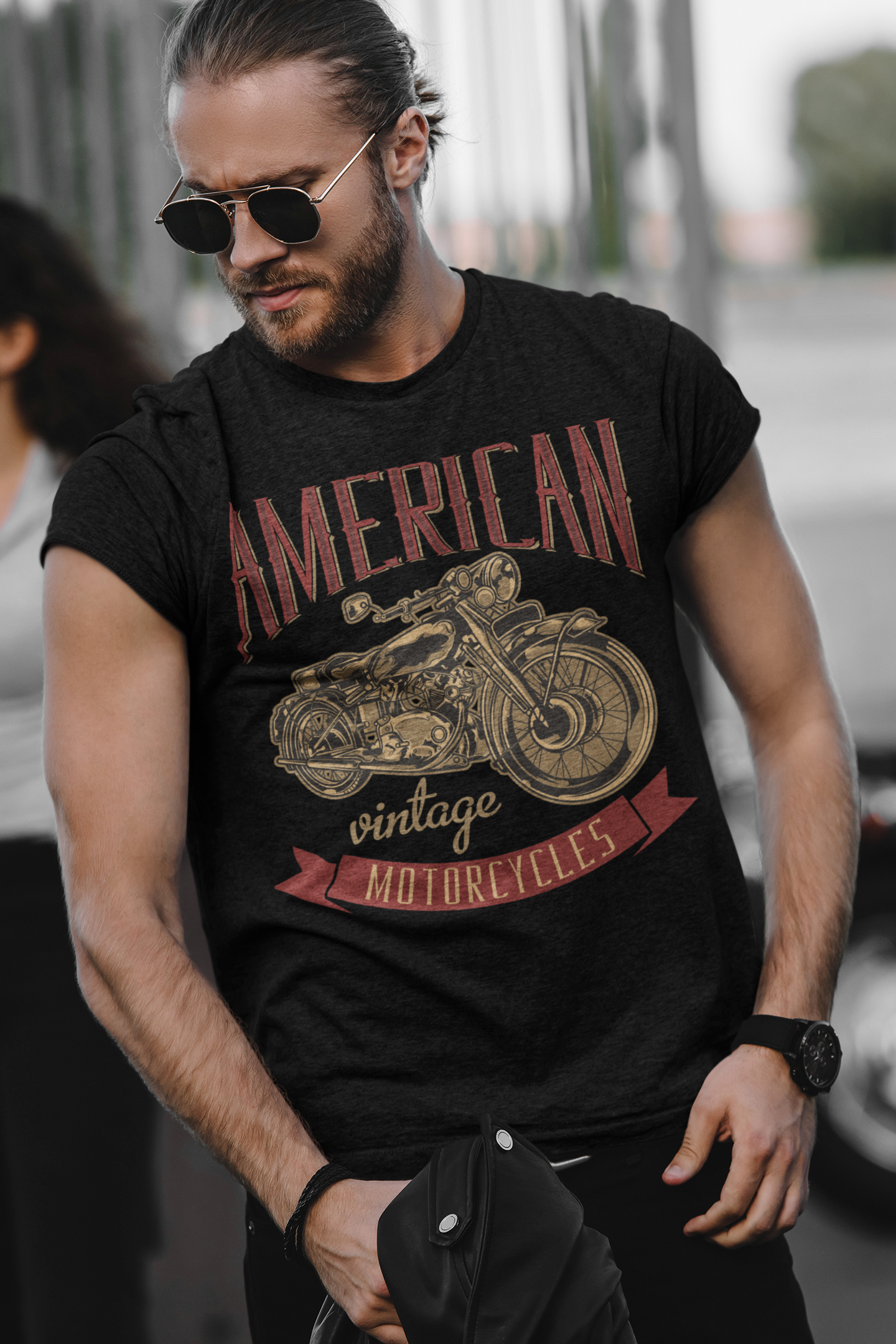 Biker T Shirt  Ring Spun Cotton American Vintage Motorcycles