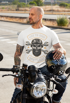 Biker T Shirt  Ring Spun Cotton Live To Ride 1986