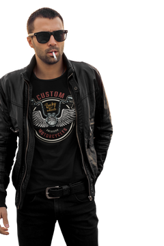 Biker T Shirt  Ring Spun Cotton Custom Lucky Wheels