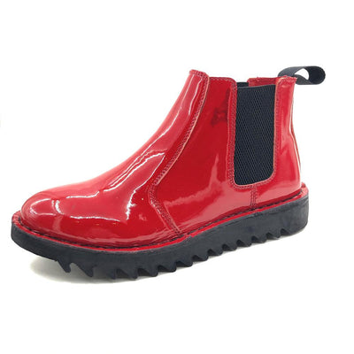 Genuine Rollers Womens Patent Leather Slip On Boot Red-womens Boots-Wicked Gear