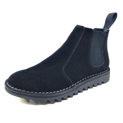 Genuine Rollers Womens Suede Leather Slip On Boot Black-womens Boots-Wicked Gear