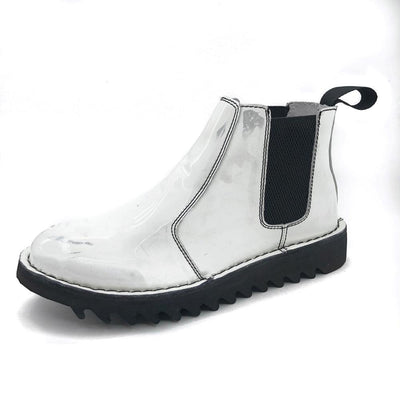 Genuine Rollers Womens Patent Leather Slip On Boot White