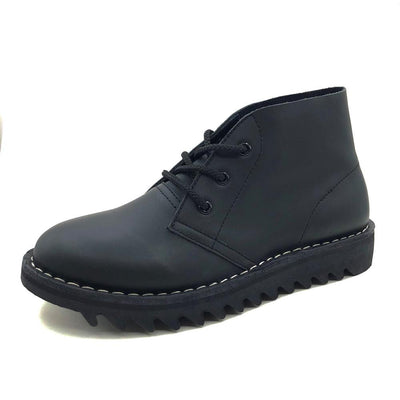 Genuine Rollers Leather Desert Boot With Ripple Sole Black-Mens Boots-Wicked Gear