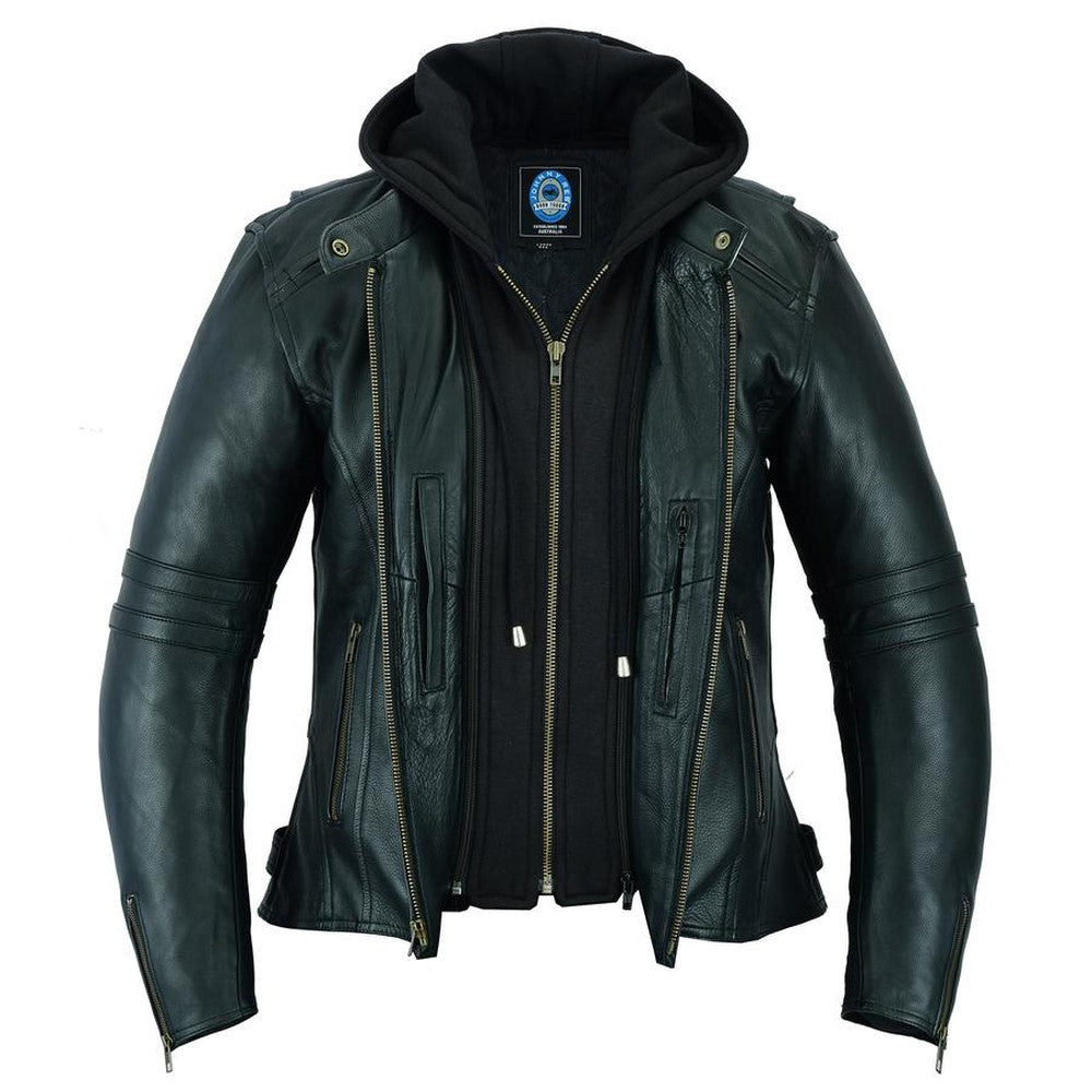 JR HAWKEBURY LEATHER JACKET w/HOOD - WOMENS JRJ10024