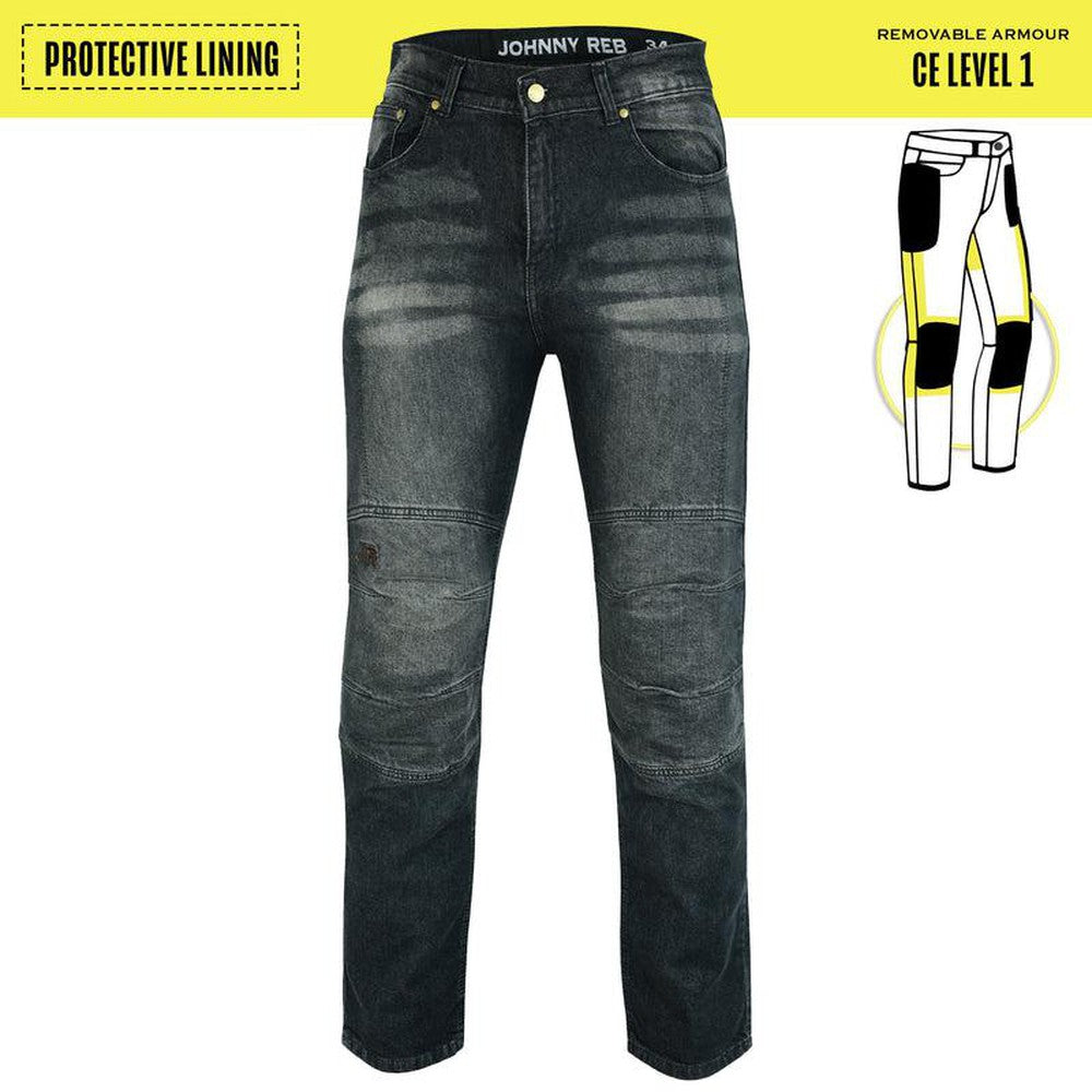 Mens Protective Black Distressed Biker Jeans With Removable Armour JRK10019