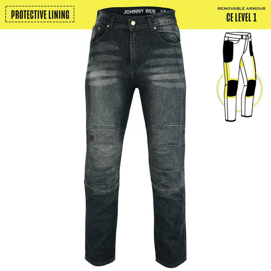 Mens Protective Black Distressed Biker Jeans With Removable Armour JRK10019