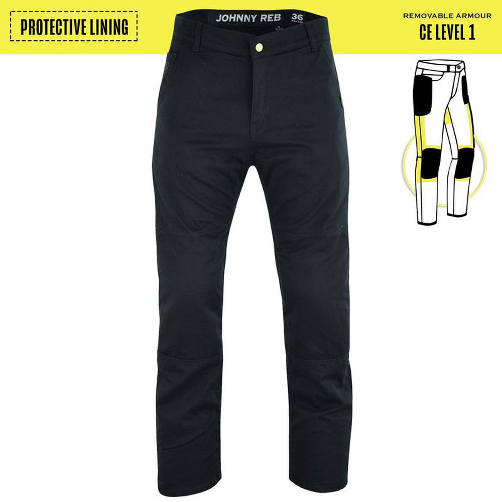 Mens Protective Black Cotton Pants With Removable Armour