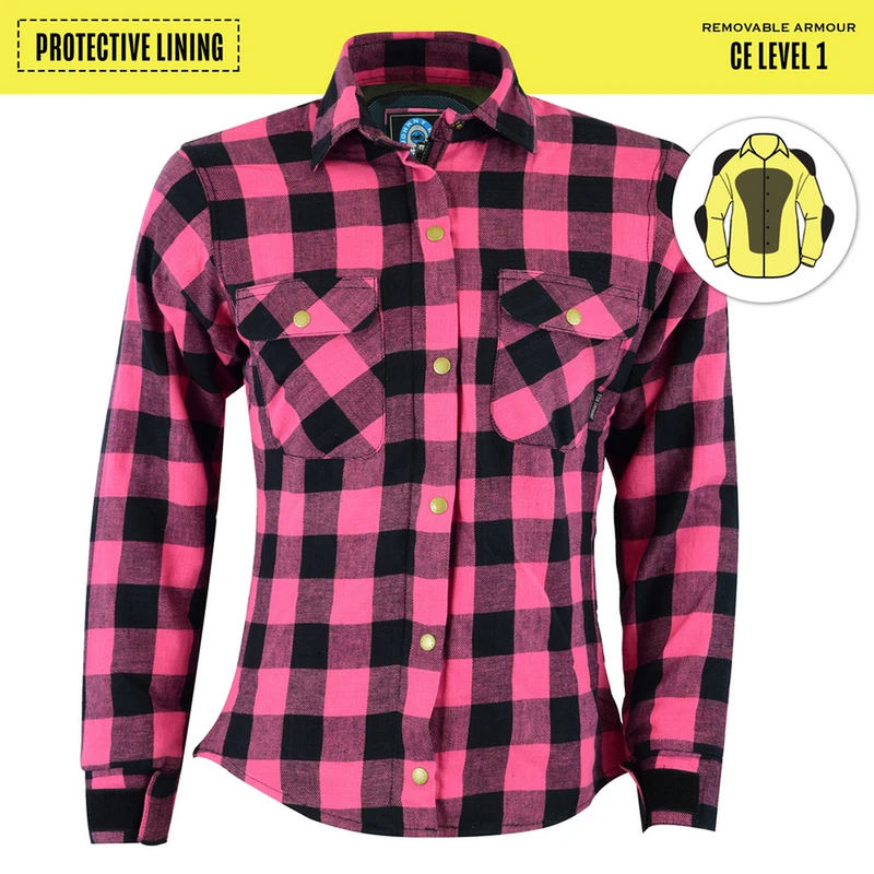 Johnny Reb Womens 'waratah' Plaid Protective Shirt - Reinforced With Protective- Fibre-JRS10004-womens kevlar shirts-Wicked Gear