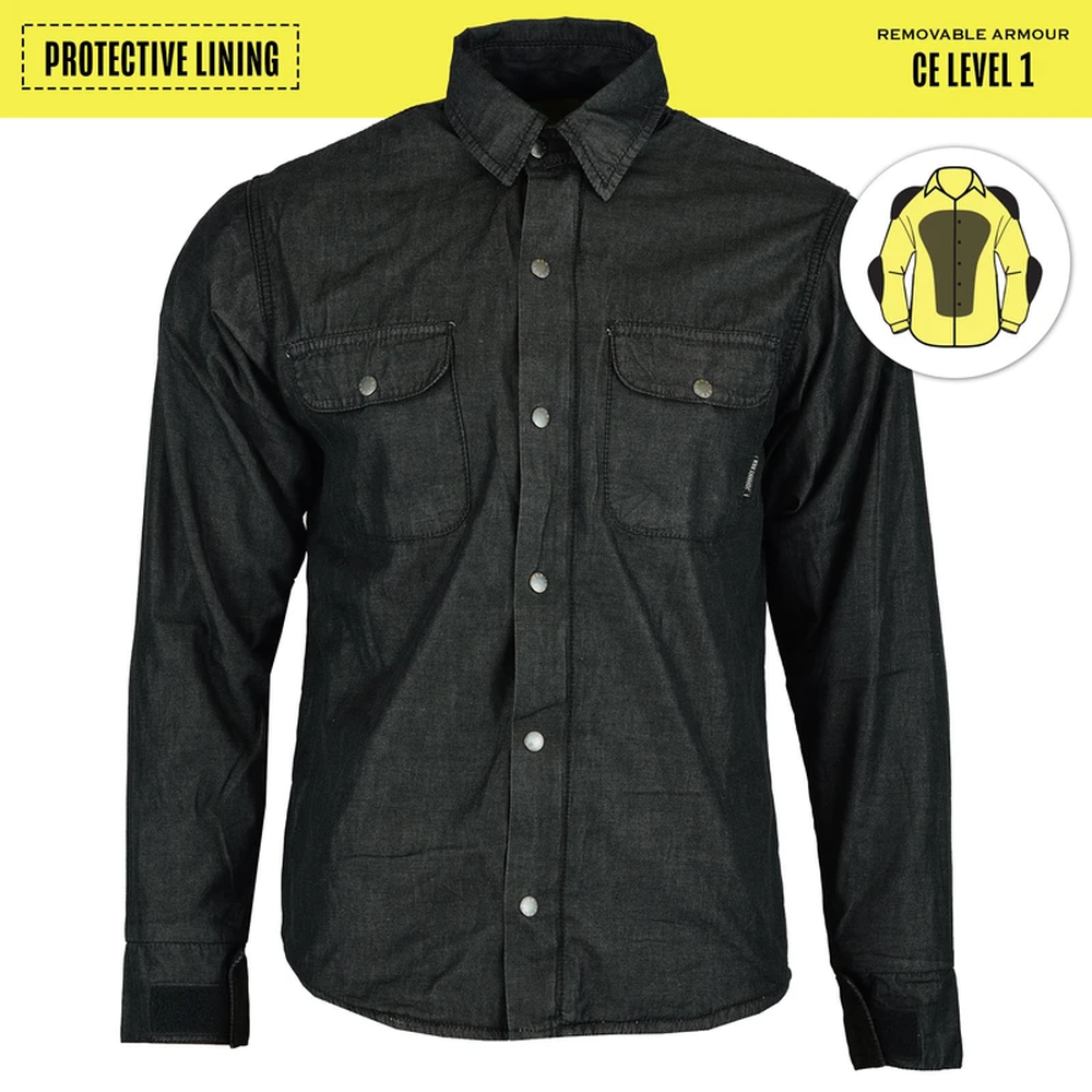 Men's Blackheath Protective Shirt Protective- Lined- Black JRS10010-mens kevlar shirts-Wicked Gear