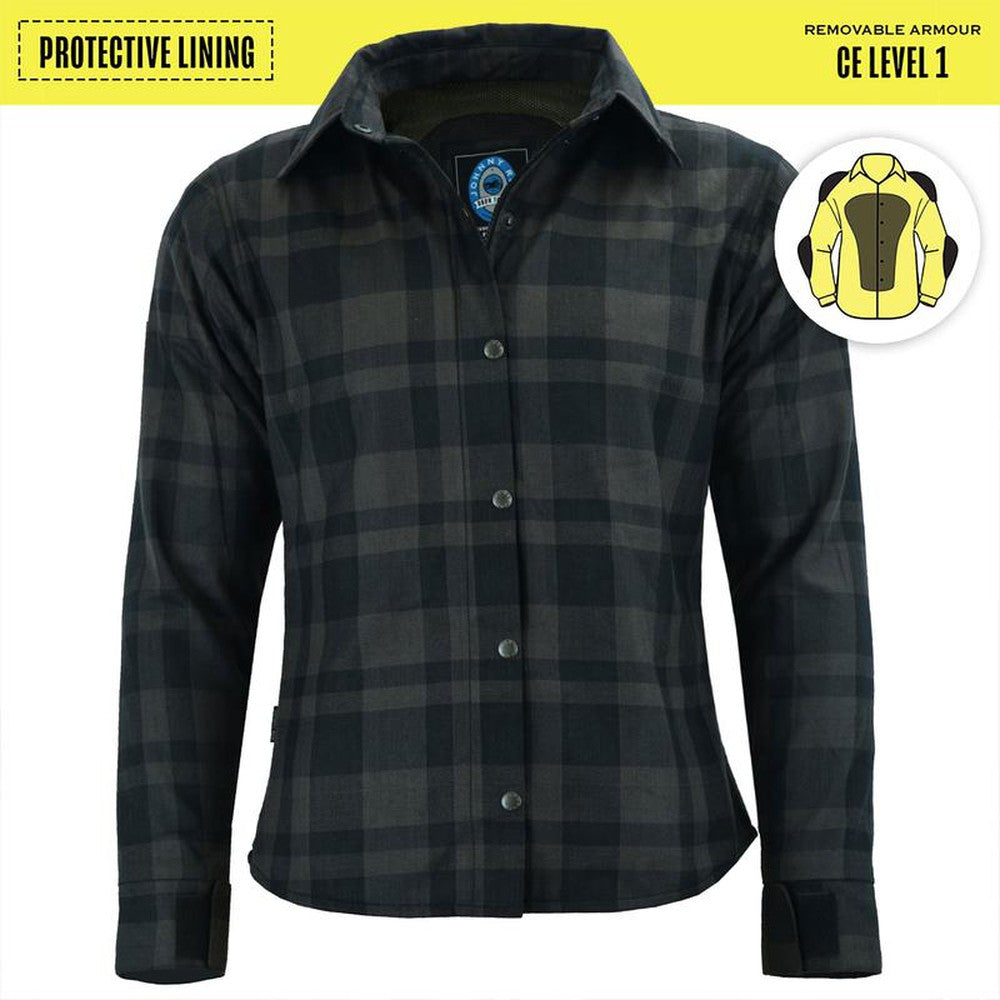 Womens Charc/Black Plaid Protective Shirt - Reinforced With Protective- Fibre-JRS10025