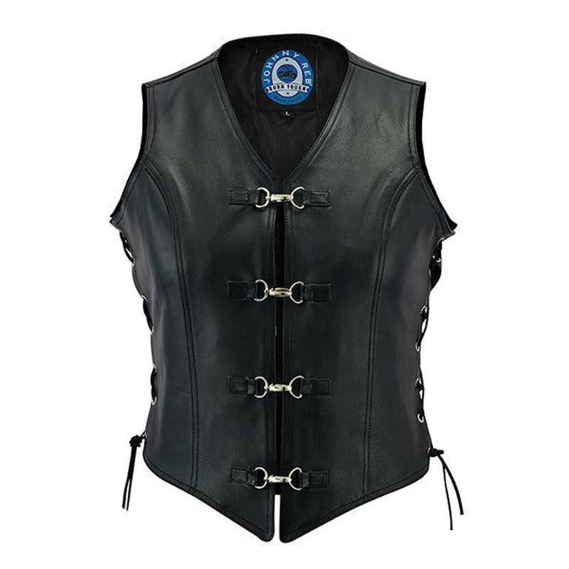 Johhny Reb Womens Saphire Leather Vest JRV10014-Womens leather biker Vests-Wicked Gear