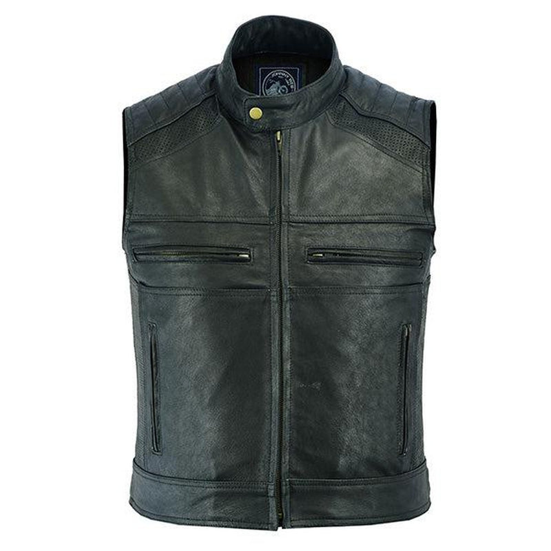 Johnny Reb Botany Vintage Leather Vest-Black