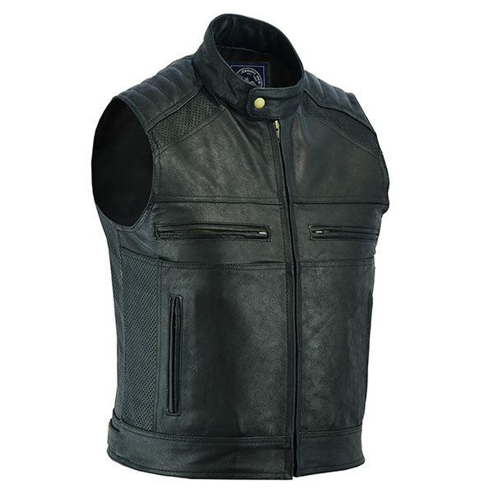 Johnny Reb Botany Vintage Leather Vest-Black JRV10020